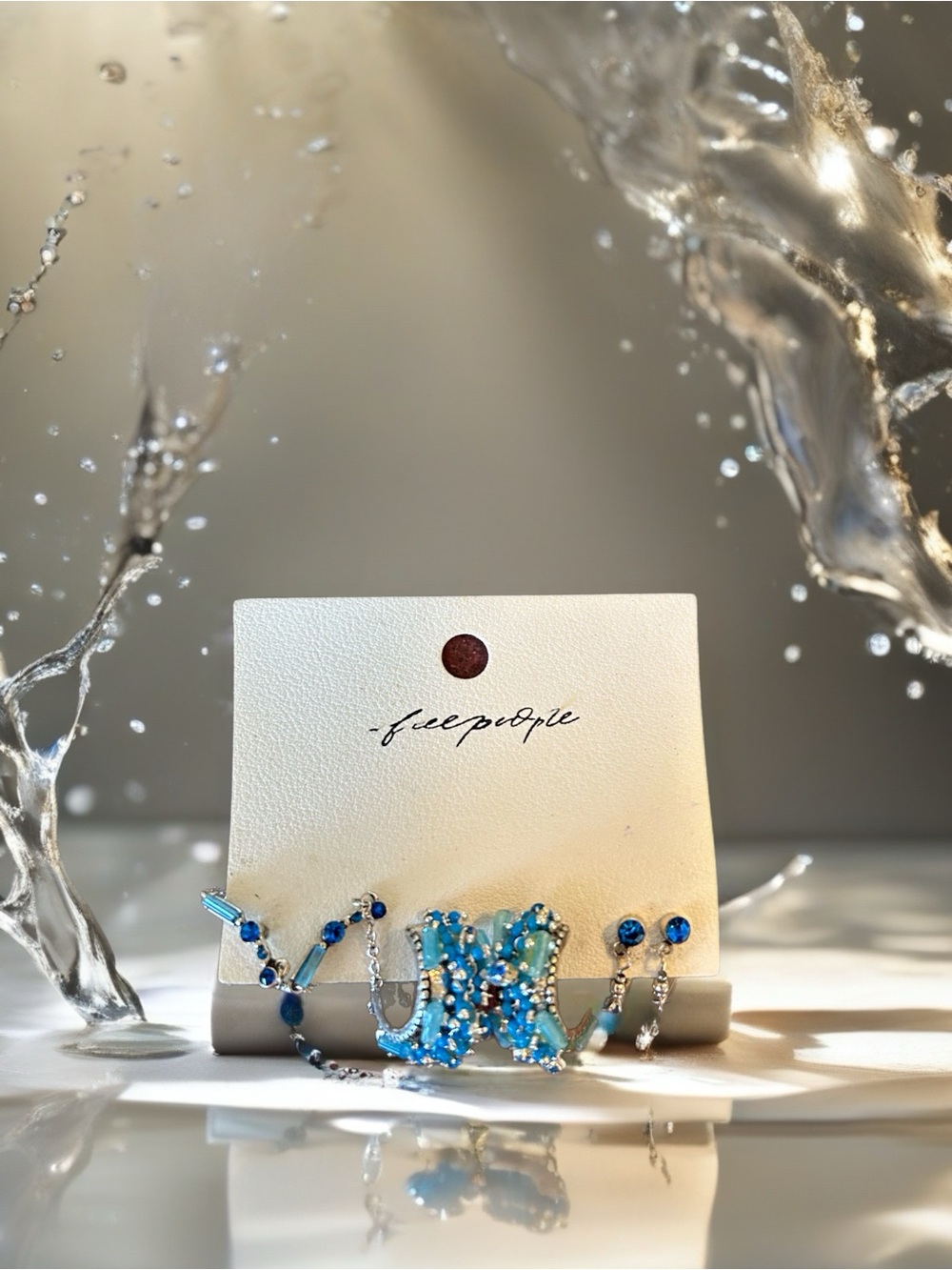 Free People Blue Beaded Earring Trio